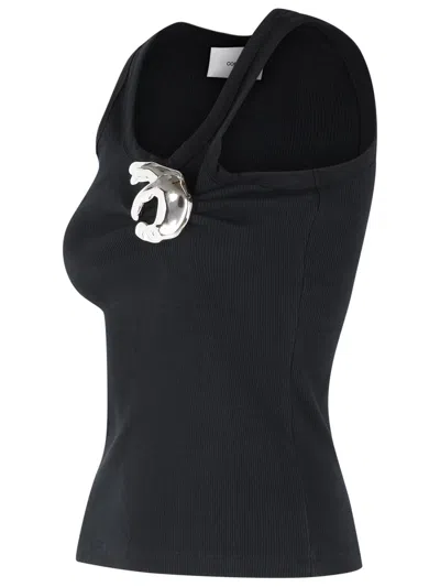 Coperni Sleeveless Top Metallic Pin Ribbed Texture In Black