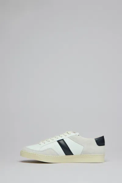 Tom Ford Panelled Suede And Grained Leather Sneakers In White