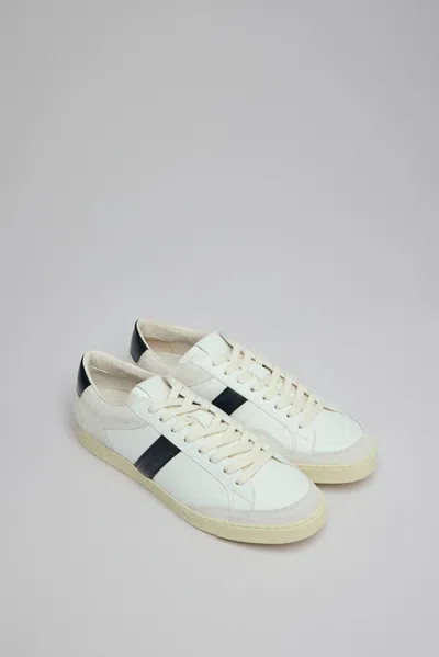 Tom Ford Panelled Suede And Grained Leather Sneakers In White