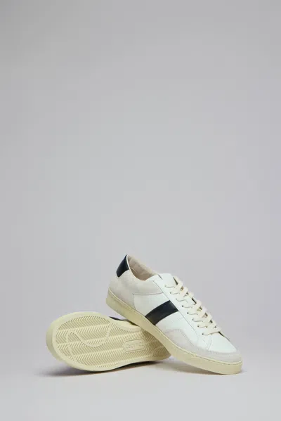 Tom Ford Panelled Suede And Grained Leather Sneakers In White