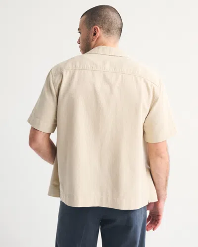 Abercrombie & Fitch Short Sleeve Tile Detail Knitted Shirt In Neutral