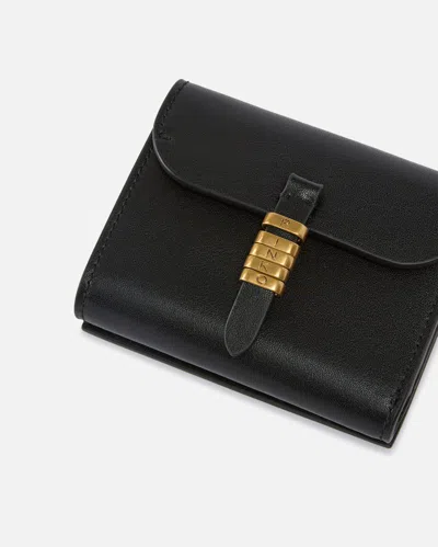 Pinko Saddle Black Wallet With Logo Detail On The Front In Leather Woman In Black