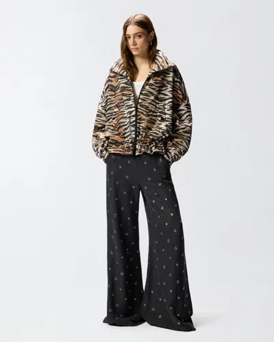 Pinko Multicolor Polyamide Shell Jacket In Animal Print