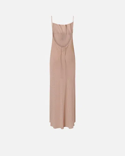 Pinko Beige Long Dress With Draped Neckline And Open Back In Tech Fabric Woman In Gray