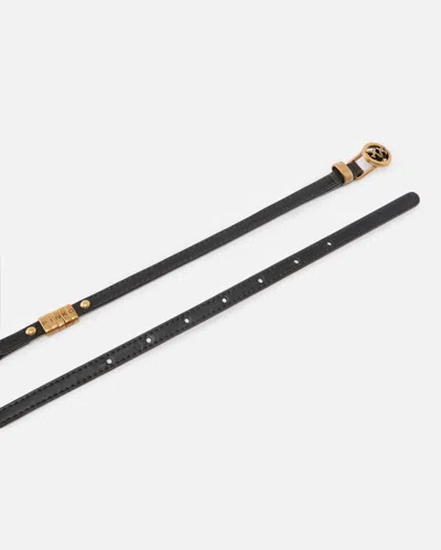 Pinko Eyelet Stud Leather Belt In Black