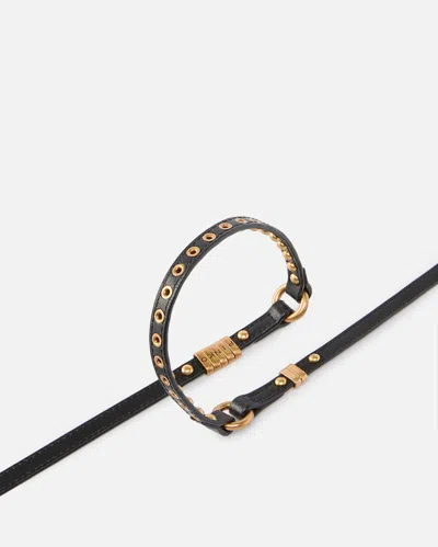 Pinko Eyelet Stud Leather Belt In Black