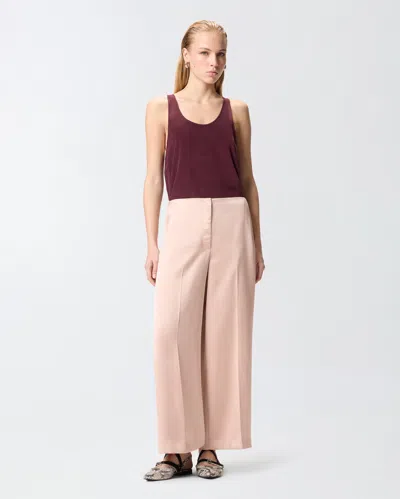 Pinko Limoncello Pink Pants With Concealed Front Closure In Tech Fabric Woman