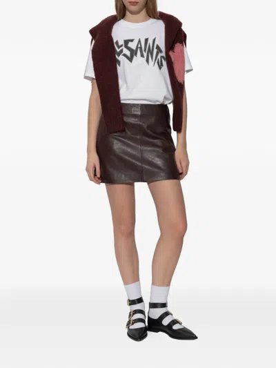 Allsaints Womens Oxblood Red Renai Slim-fit Mid-rise Leather Mini Skirt In Burgundy
