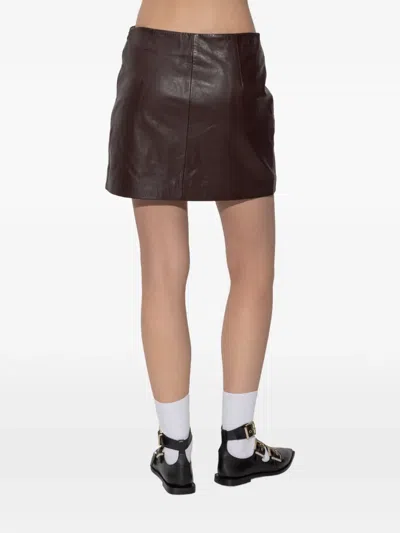 Allsaints Womens Oxblood Red Renai Slim-fit Mid-rise Leather Mini Skirt In Burgundy