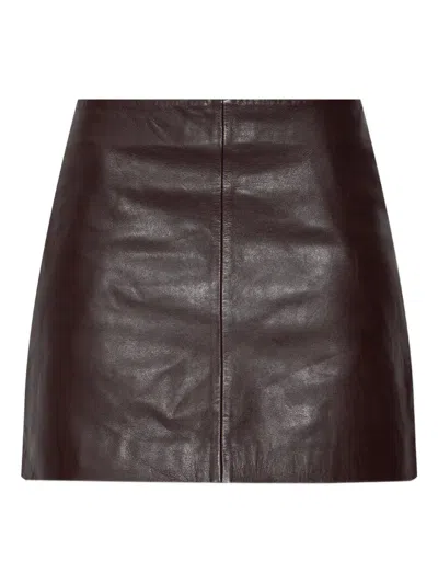Allsaints Womens Oxblood Red Renai Slim-fit Mid-rise Leather Mini Skirt In Burgundy