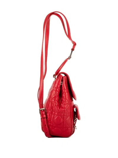 Pre-owned Dior Quilted Logo-plaque Backpack In Red