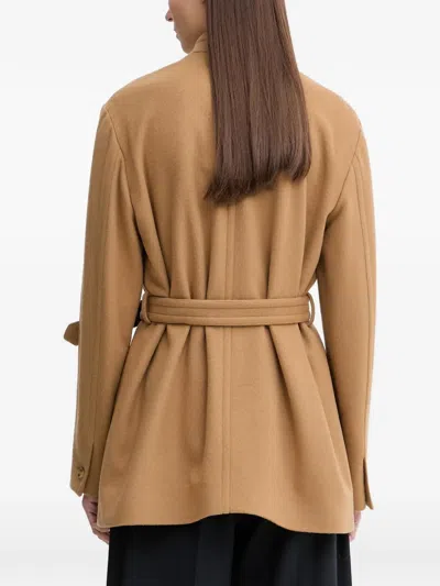 Bally Button Belted Coat In Brown