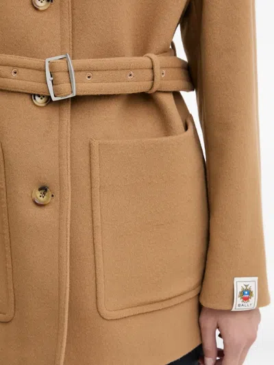 Bally Button Belted Coat In Brown