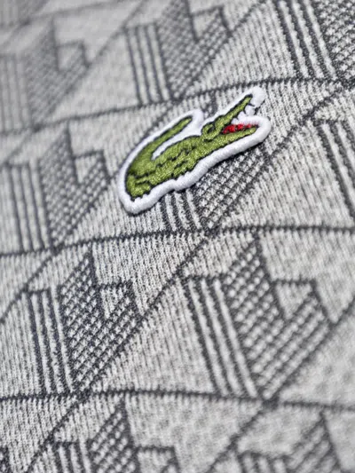 Lacoste Patterned Zip-up Sweatshirt In Gray