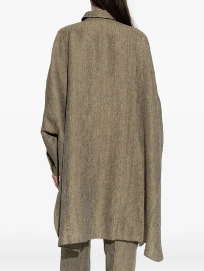 Officine Generale Button-fastening Linen Shirt In Brown