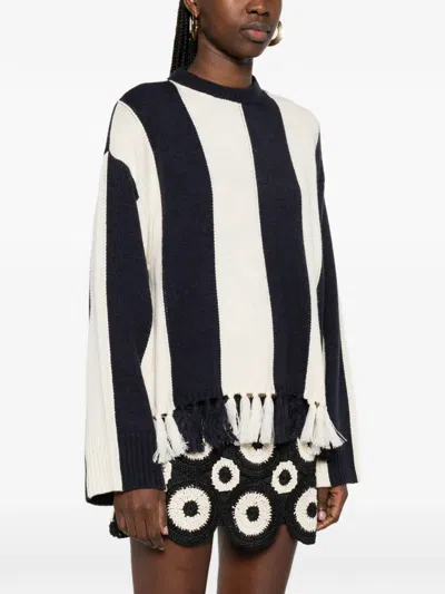 Simon Miller Striped Tassel Sweater In Black