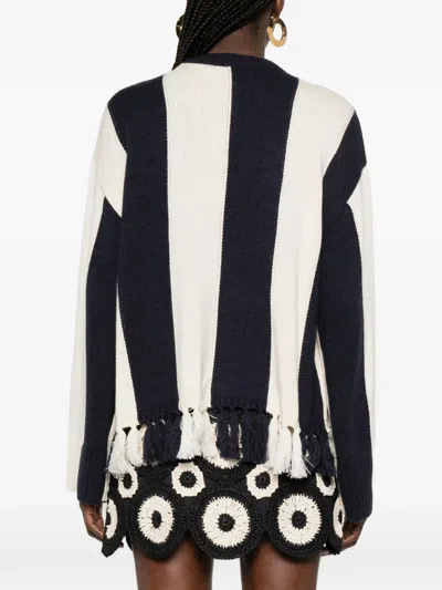 Simon Miller Striped Tassel Sweater In Black