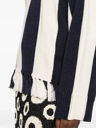 Simon Miller Striped Tassel Sweater In Black