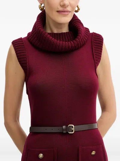 Luisa Spagnoli Roll-neck Pocket Dress In Brown