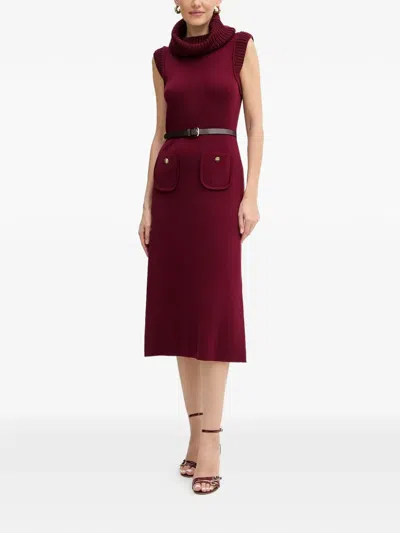 Luisa Spagnoli Roll-neck Pocket Dress In Brown