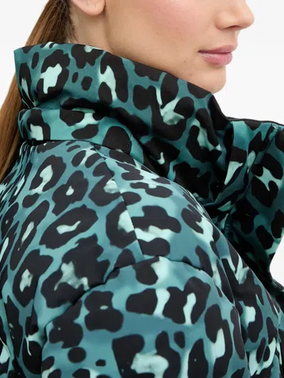 Ea7 Hooded Leopard-print Jacket In Blue