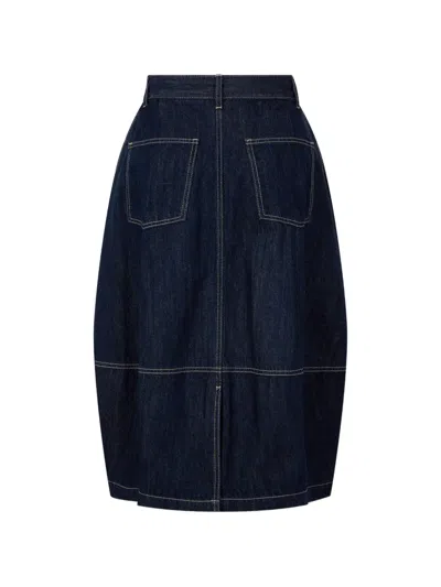 Tomboy Denim Balloon Midi Skirt In Blue