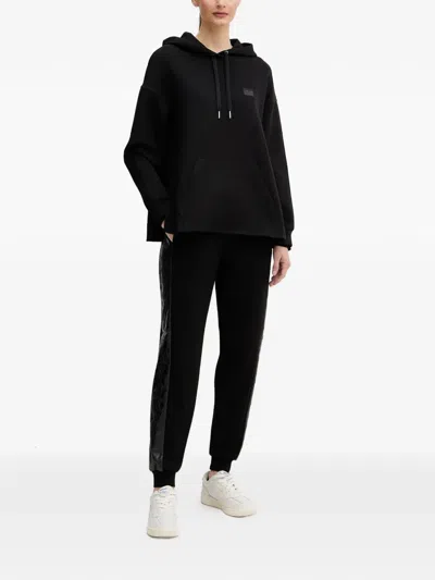 Armani Exchange Patterned-side Track Pants In Black