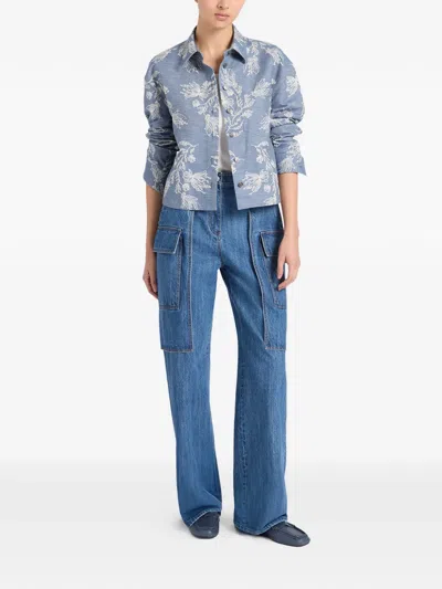 Ports 1961 Floral-embroidered Jacket In Blue