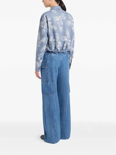 Ports 1961 Floral-embroidered Jacket In Blue