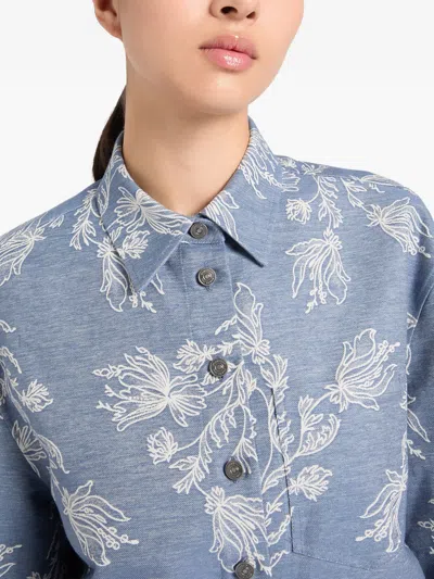 Ports 1961 Floral-embroidered Jacket In Blue