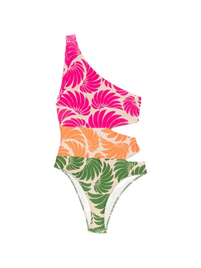 Farm Rio Multicolor One-shoulder One-piece Swimsuit With All-over ...