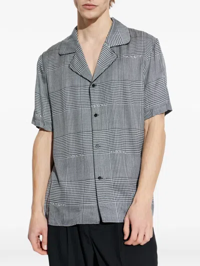 Balmain Houndstooth-pattern Shirt In Gray