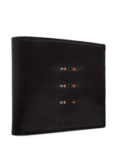 Paul Smith Textured Stripe Wallet In Black