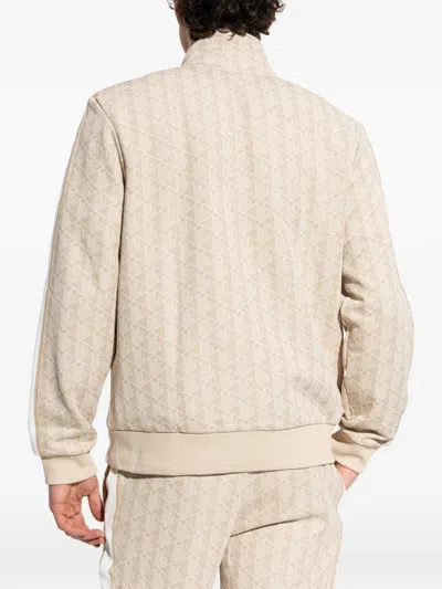 Lacoste Patterned Zip-up Sweatshirt In Brown