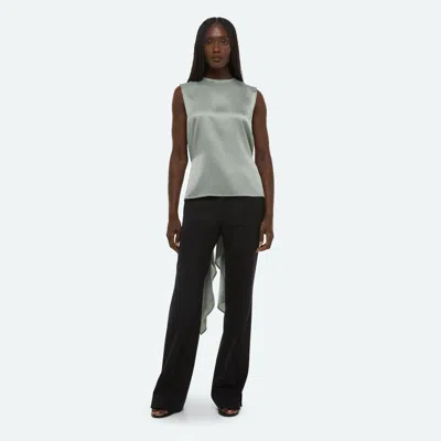Helmut Lang Scarf Drape Detail Reversible Silk Top In Gray