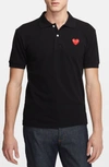 Comme Des Garçons Play Piqué Polo With Heart Appliqué In Black