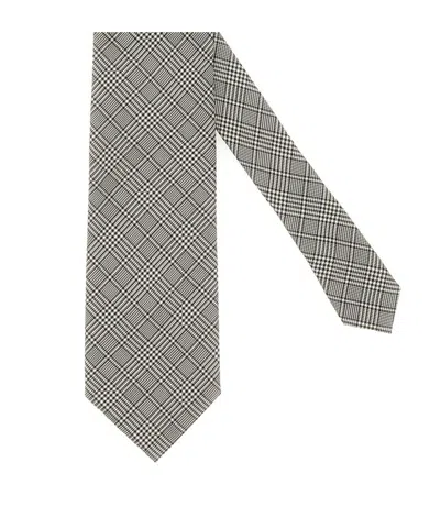 Tom Ford Checkered Pointed Tip Tie In Gray