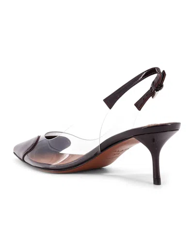 Alaïa Le Coeur Black Patent Leather High Slingback In Animal Print