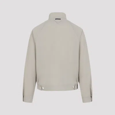 Prada Cotton Jacket High Collar Buttoned Cuffs In Neutral