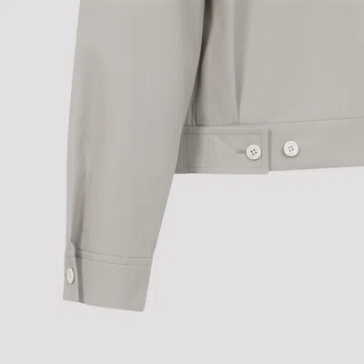 Prada Cotton Jacket High Collar Buttoned Cuffs In Neutral