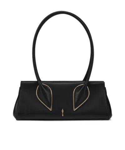Christian Louboutin Venus Calf Leather Baguette Shoulder Bag In Black