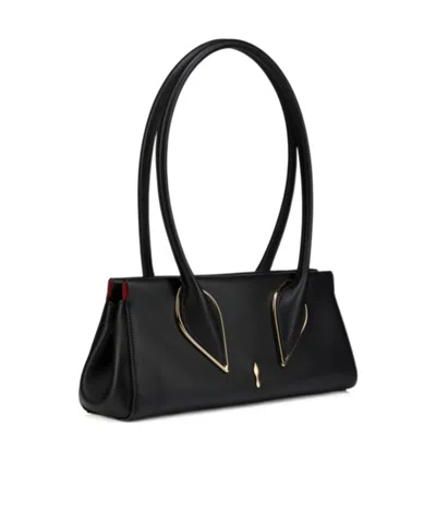 Christian Louboutin Venus Calf Leather Baguette Shoulder Bag In Black
