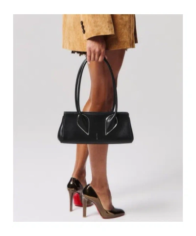 Christian Louboutin Venus Calf Leather Baguette Shoulder Bag In Black