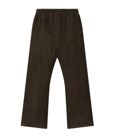 Essentials Suede-effect Flared Track Pants In Brown