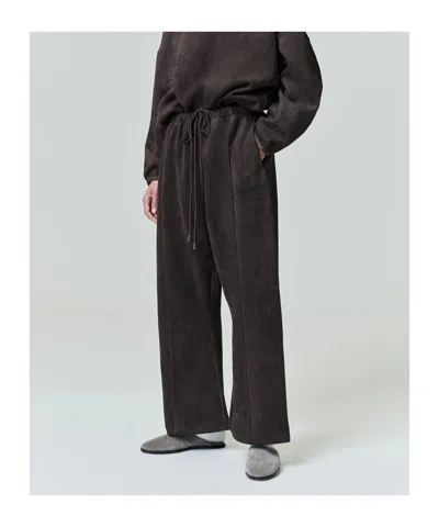 Essentials Suede-effect Flared Track Pants In Brown