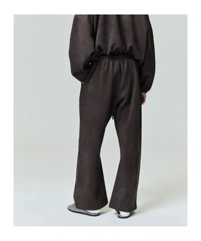 Essentials Suede-effect Flared Track Pants In Brown
