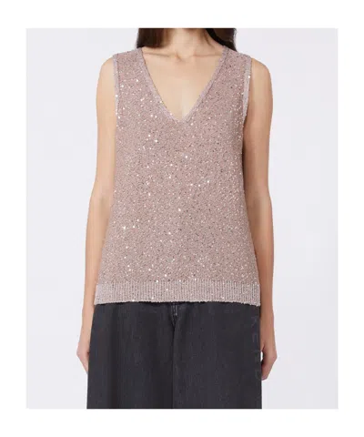 Weekend Max Mara Sleeveless Sequined Pullover In Pink