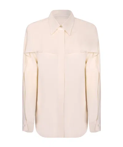 Fabiana Filippi Long Sleeve Shirt Ruffle Collar Cuffs In Neutral