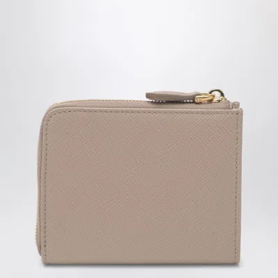 Prada Triangle-logo Zipped Wallet In Gray