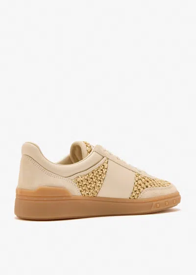 Valentino Garavani Upvillage Sneakers In Woven Raffia In Neutral